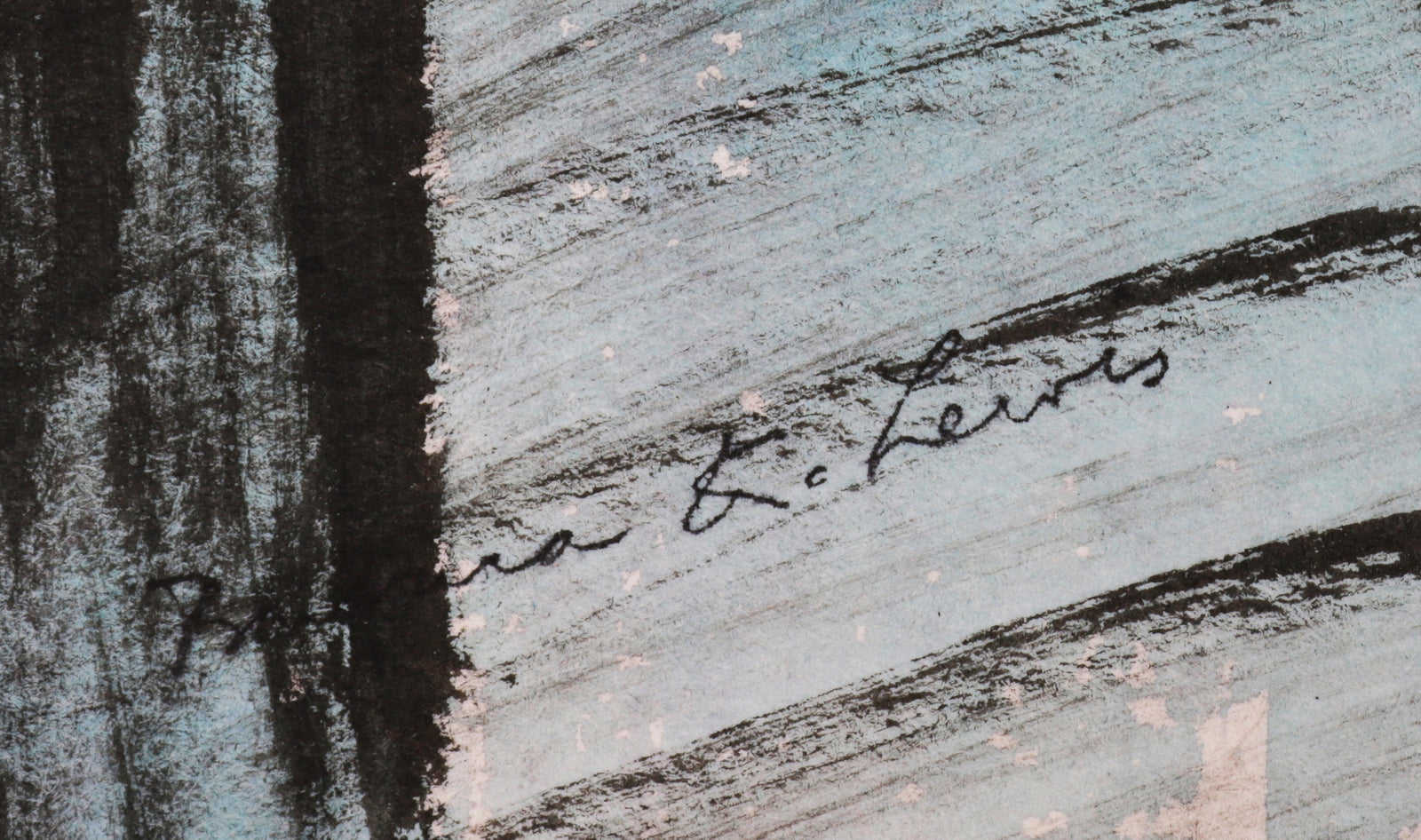 Cityscape in Blue & Black <br>1940-60s Watercolor <br><br>#B5793