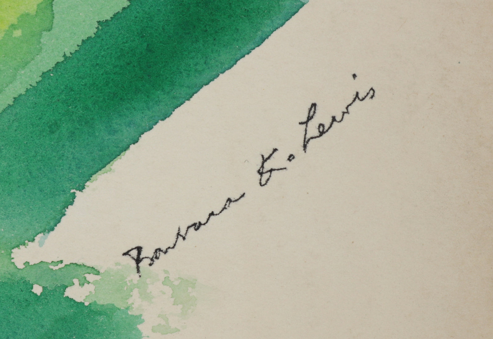 Blue & Green Geometric Abstract <br>1940-60s Watercolor <br><br>#B5851