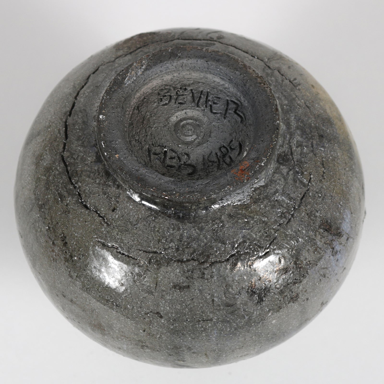 Handmade Ceramic Vessel in Shades of Gray, 1989 <br><br>#B6004