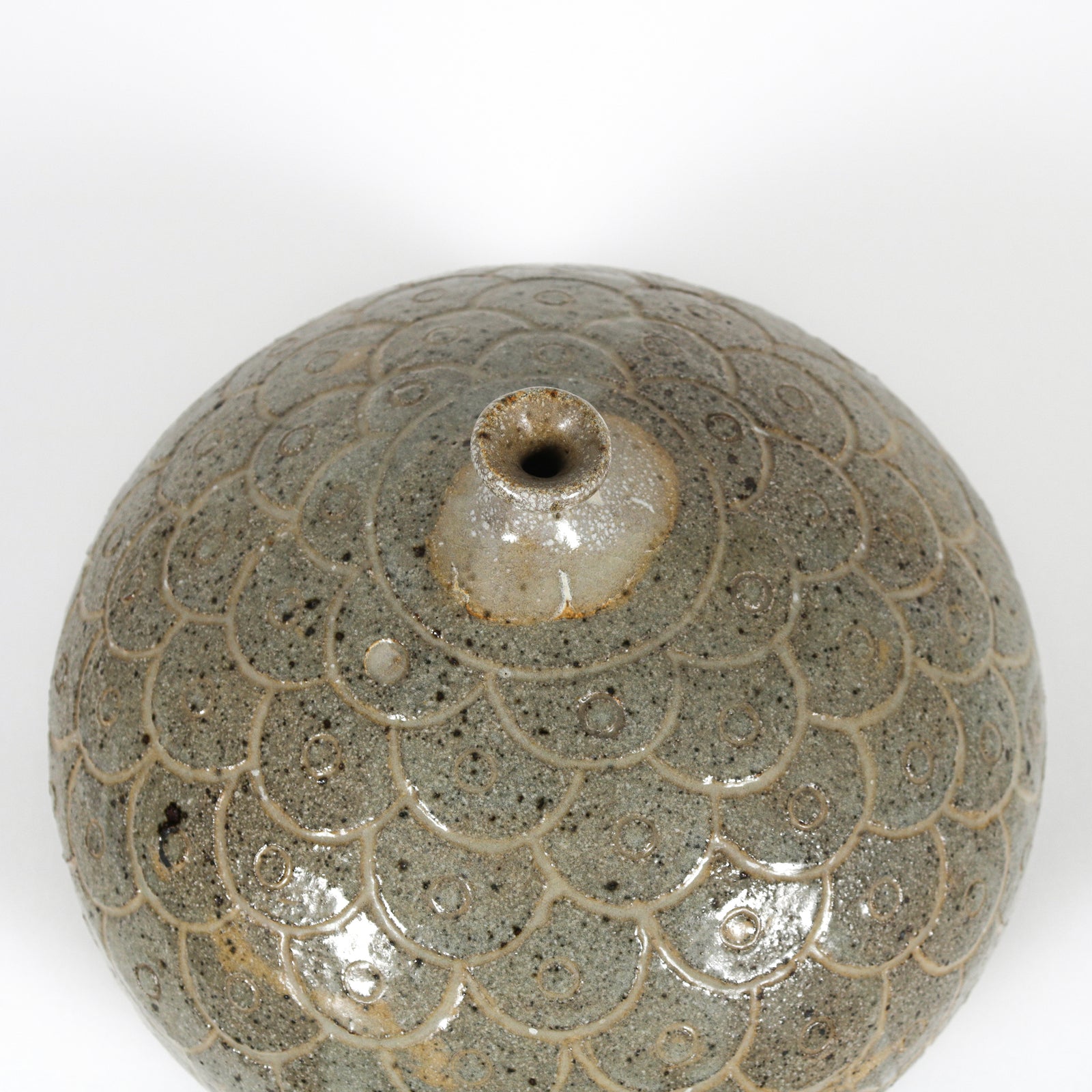 Stout Handmade Ceramic with Fish Scale Motif, 1989 <br><br>#B6026