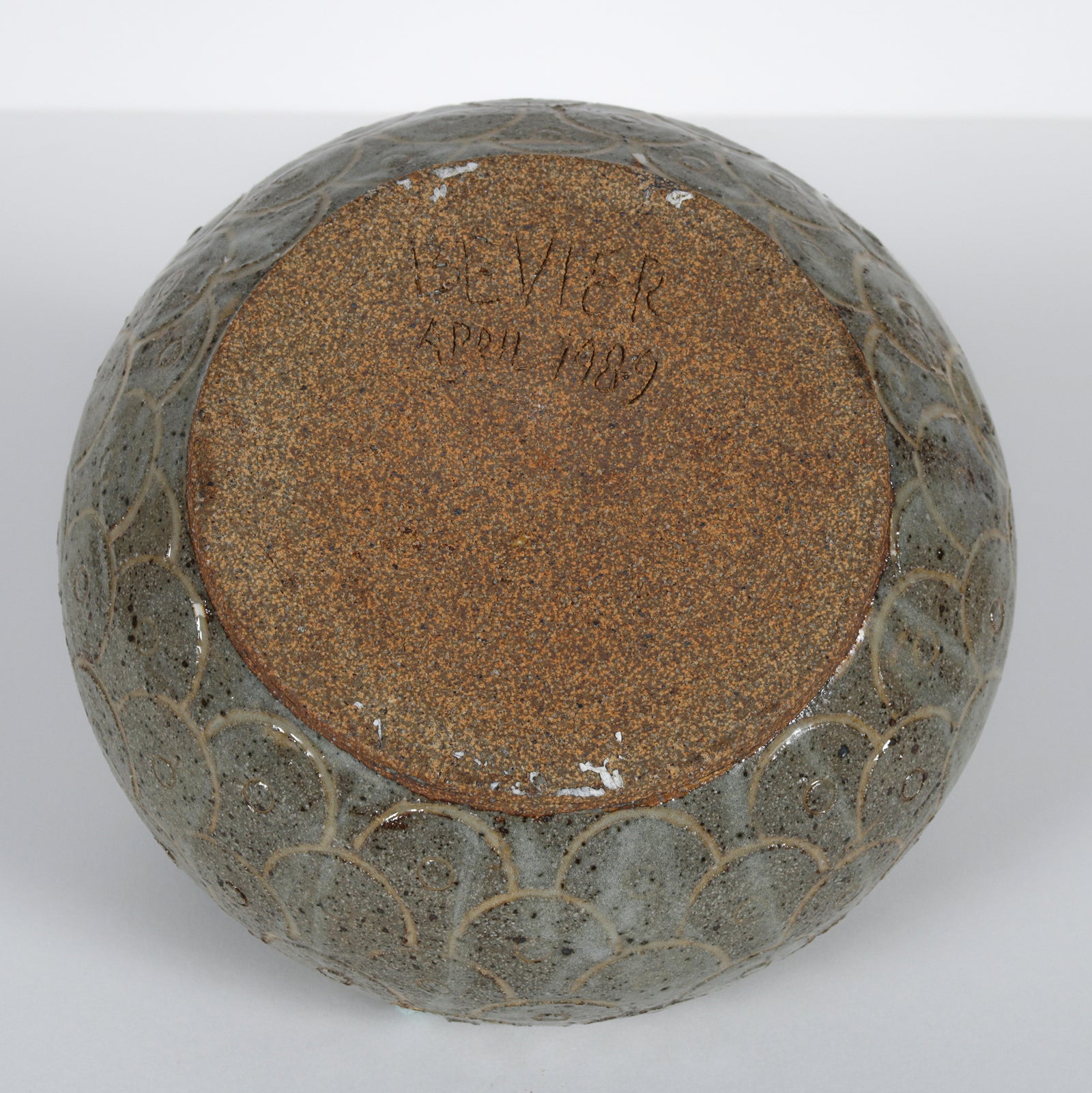 Stout Handmade Ceramic with Fish Scale Motif, 1989 <br><br>#B6026