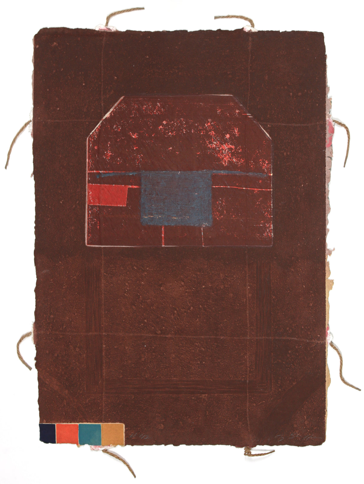 &lt;i&gt;#42&lt;/i&gt; &lt;br&gt;1980s Collograph on Handmade Paper with String &lt;br&gt;&lt;br&gt;#B6761