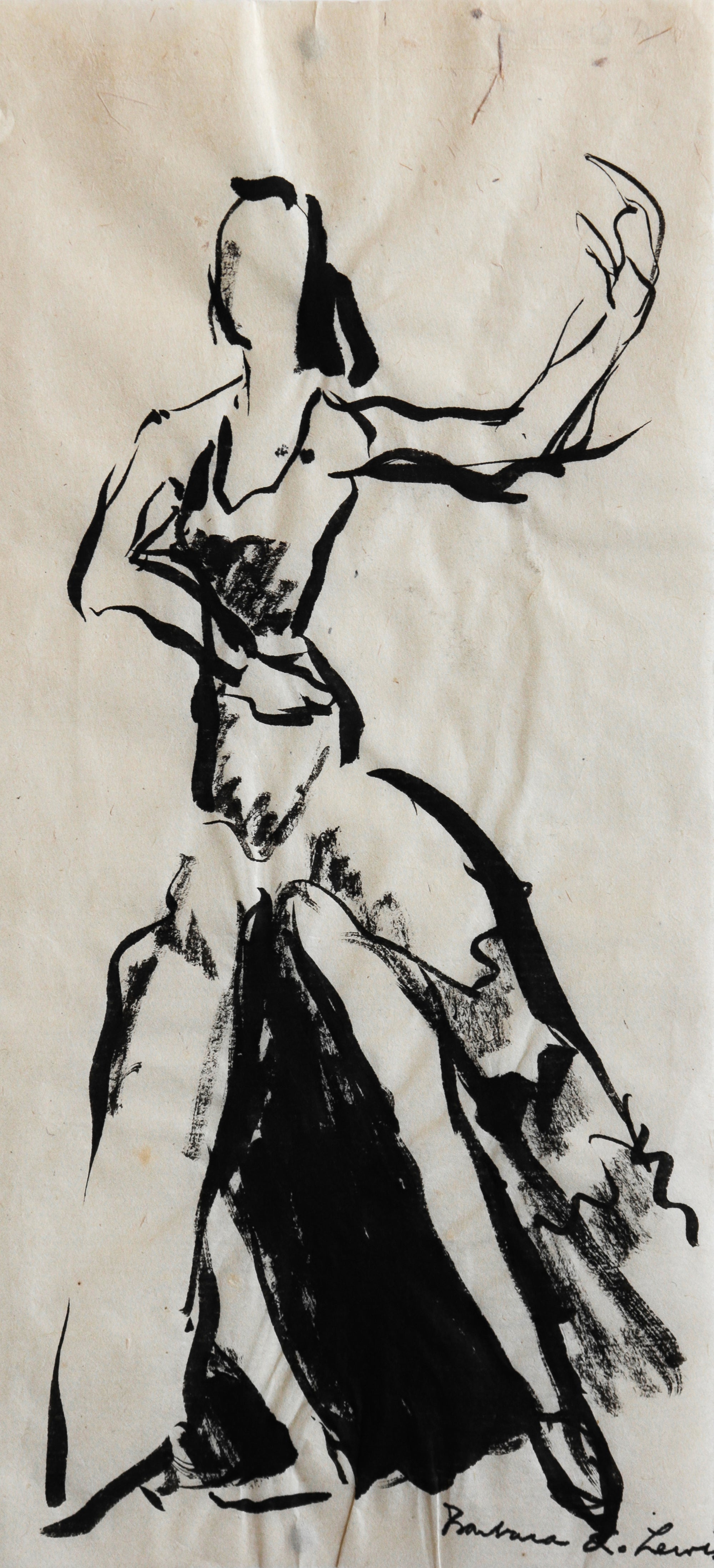 Woman in Motion <br>Early 20th Century Ink <br><br>#C0034