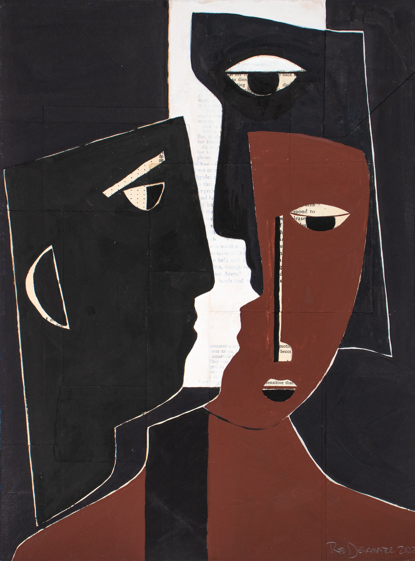 <I>Achilles, Patroclus and Briseis II</I> <br>2022 Hand-Mixed Pigments & Collage <br><br>#C0629