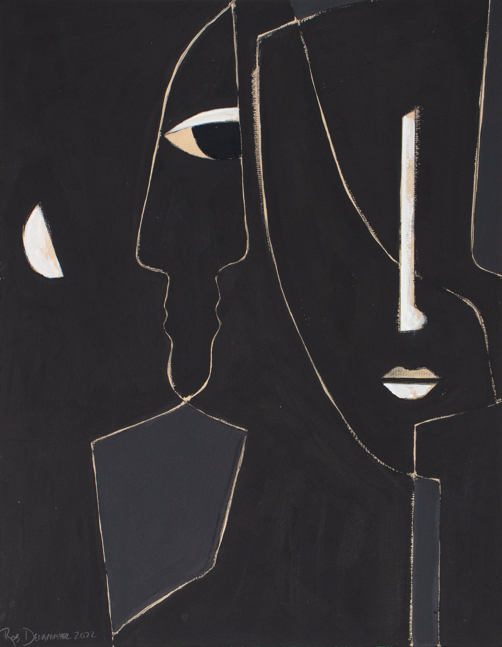 <I>Achilles, Patroclus and Briseis IV</I> <br>2022 Hand-Mixed Pigments & Coffee on Paper <br><br>#C0631