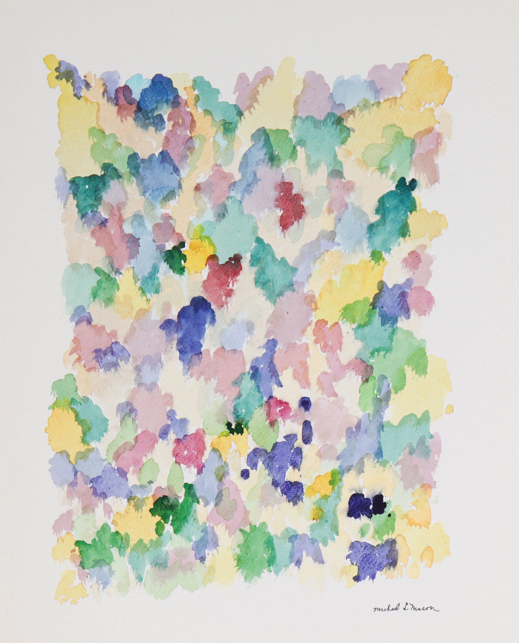 Bright Floral Color Field Abstract <br>1960s Watercolor <br><br>#C1206