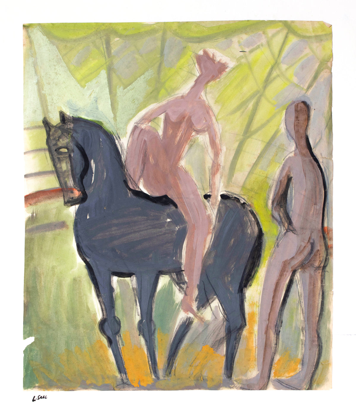 Circus Performers with a Horse &lt;br&gt;1949 Gouache &lt;br&gt;&lt;br&gt;#C1804
