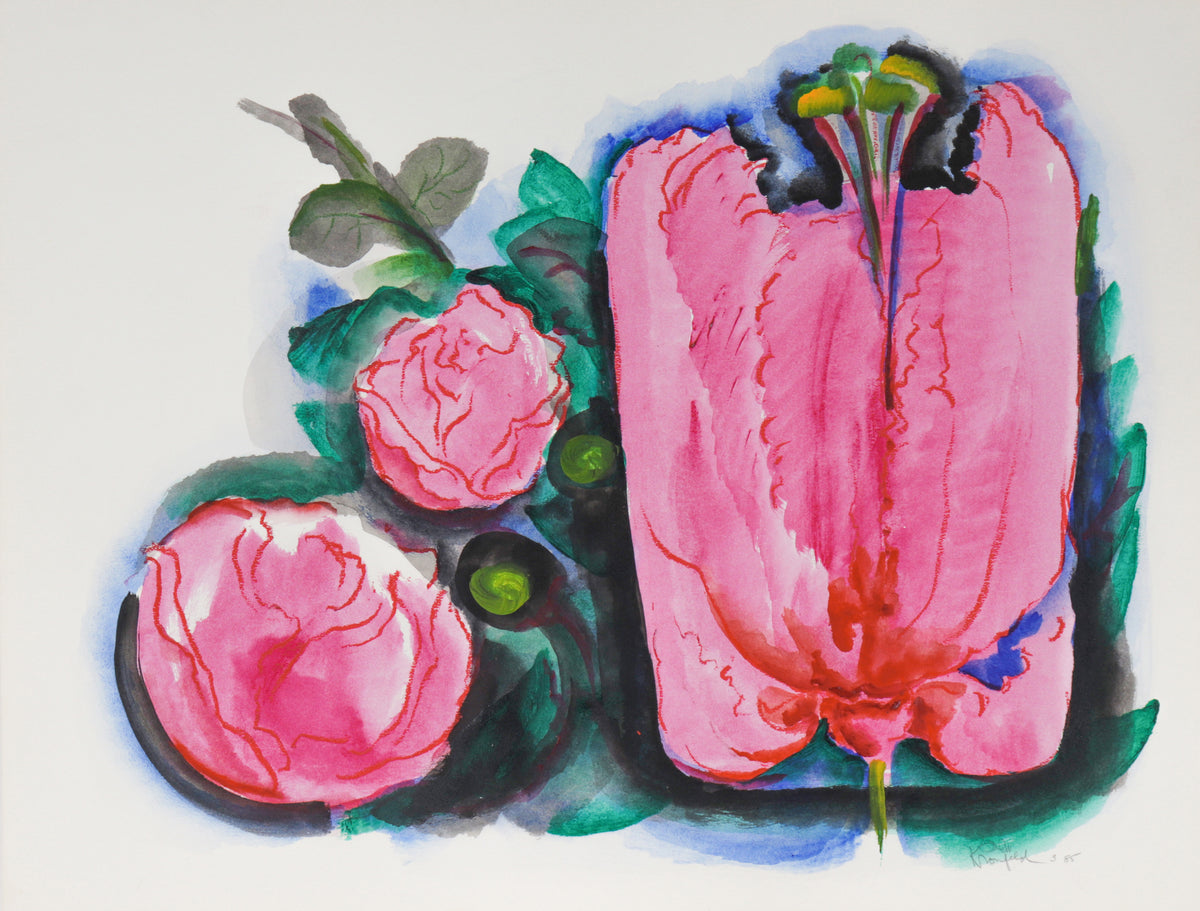 Vibrant Hibiscus Study&lt;br&gt;1985 Watercolor&lt;br&gt;&lt;br&gt;#C2278