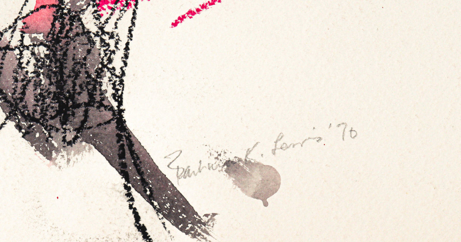 Red and Pink Abstraction <br>1970 Watercolor<br><br>#C2366