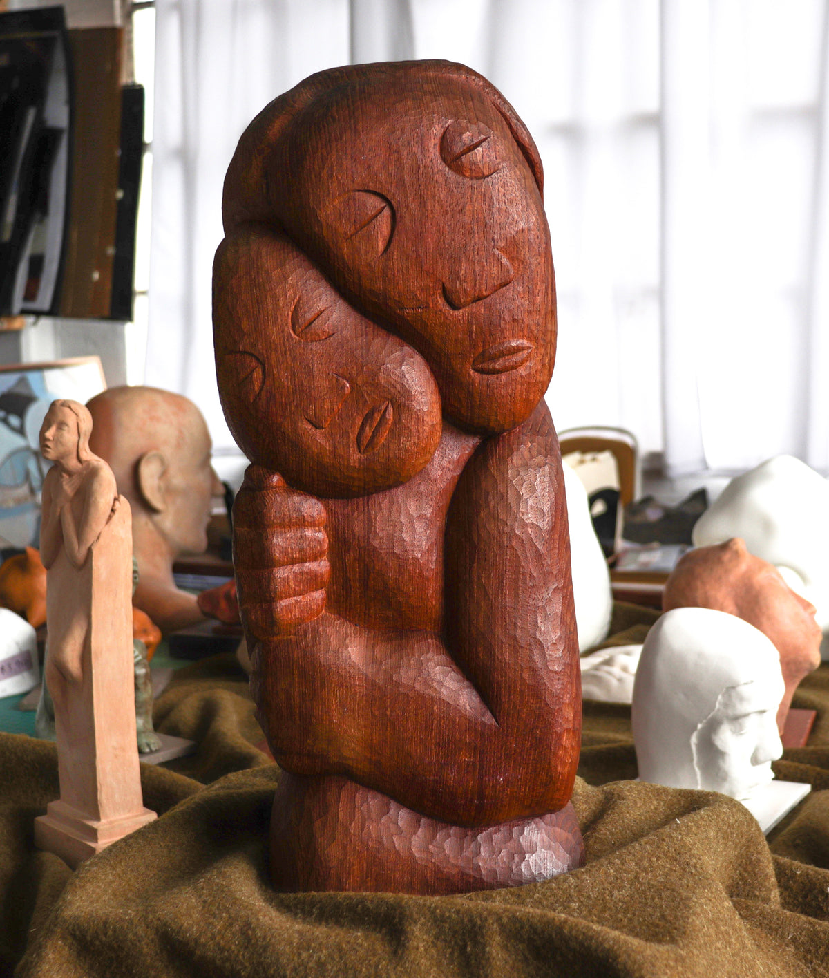 Embracing Figures II &lt;br&gt;20th Century Carved Wood &lt;br&gt;&lt;br&gt;#C2832