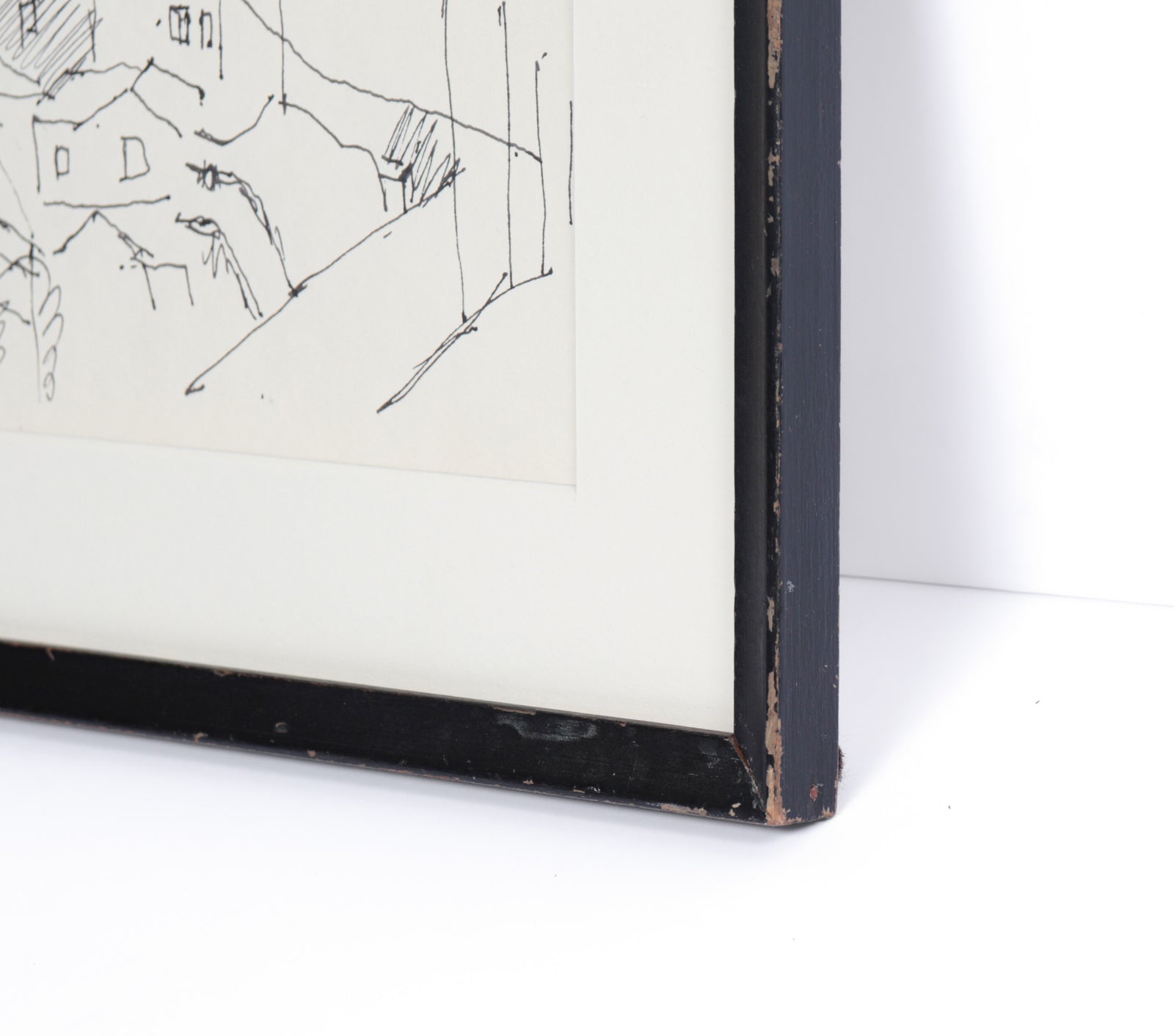 Street with Telephone Poles <br>20th Century Pen & Ink <br><br>#11852