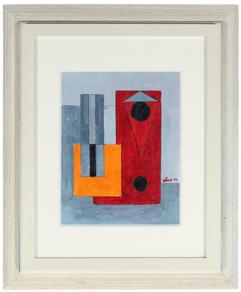 Structured Geometric Abstract<br>2010 Oil on Paper<br><br>#18349