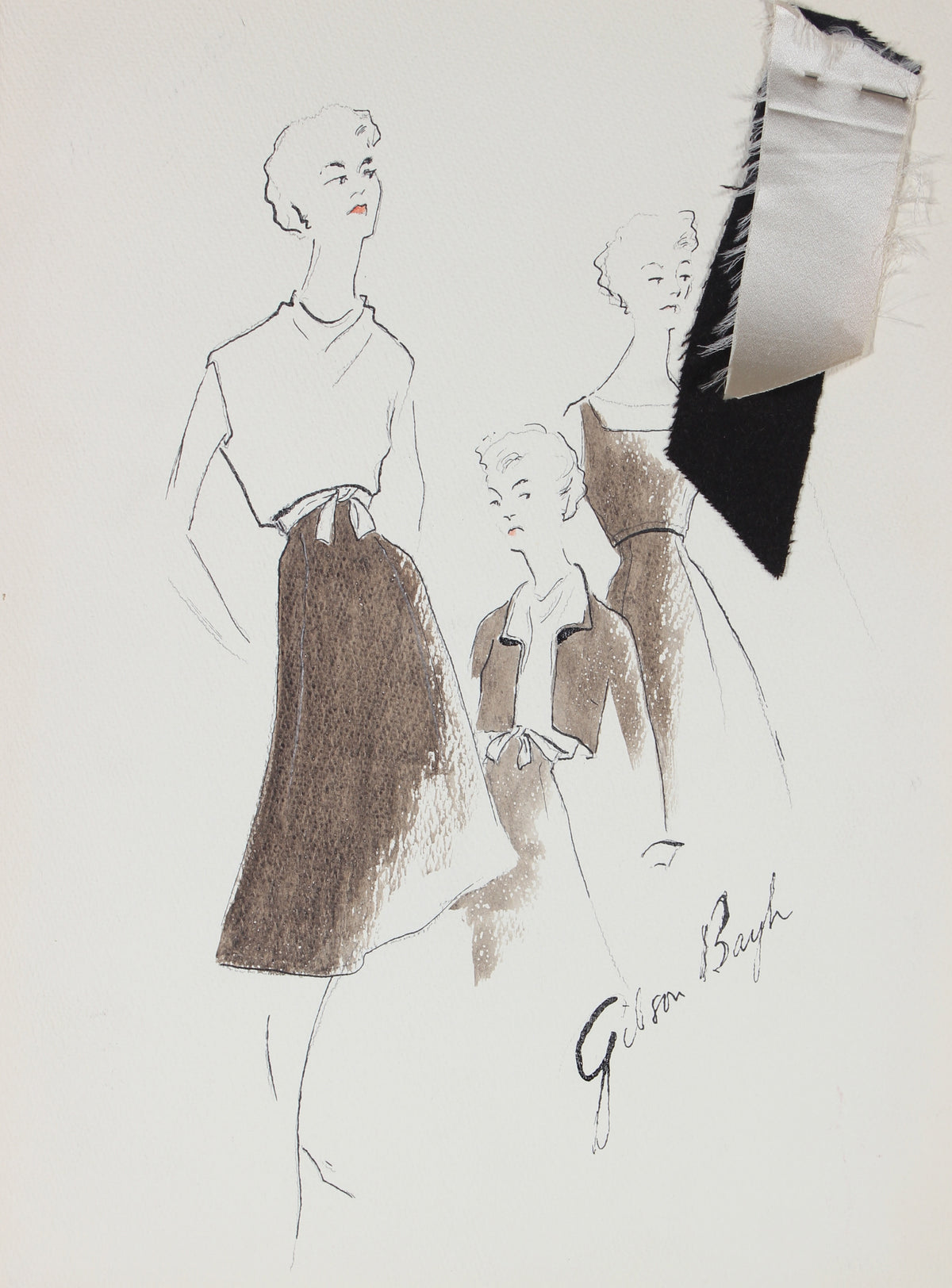 Vintage Dress Styles&lt;br&gt; Gouache &amp; Ink Fashion Illustration&lt;br&gt;&lt;br&gt;#26170
