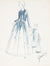 Belted Navy Blue Dress<br> Gouache & Ink Fashion Illustration<br><br>#26592