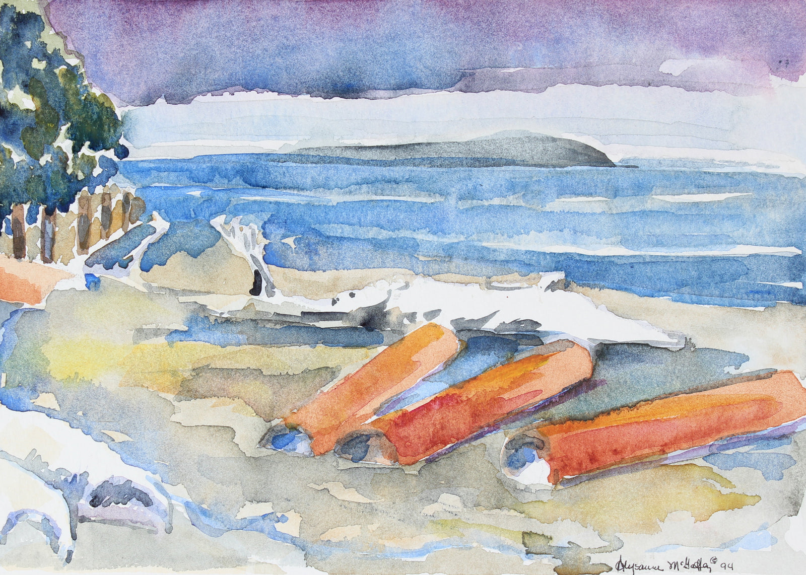 <I>Logs at Spee-Bi-Dah</I> <br>1994 Watercolor<br><br>#43891