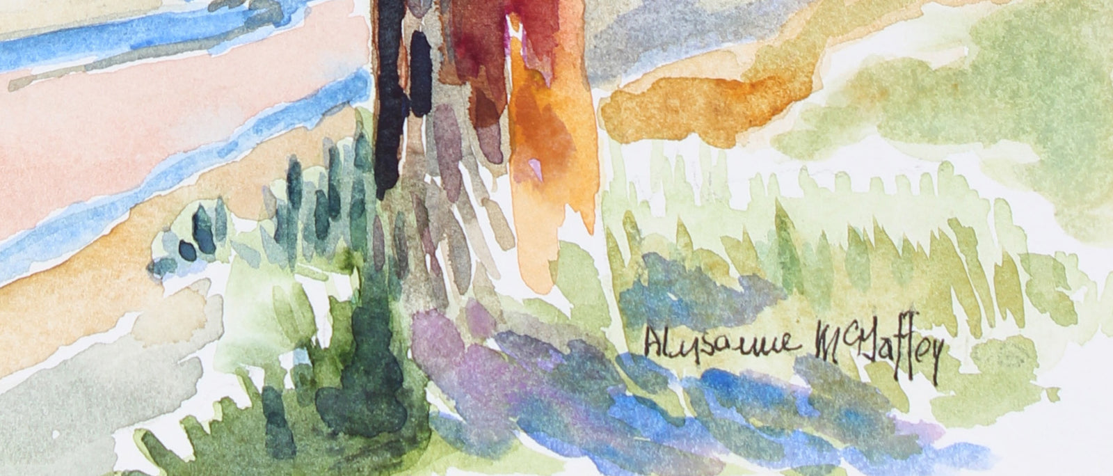 <I>Looking Down on Skagit River Flats</I> <br>20th Century Watercolor<br><br>#43898