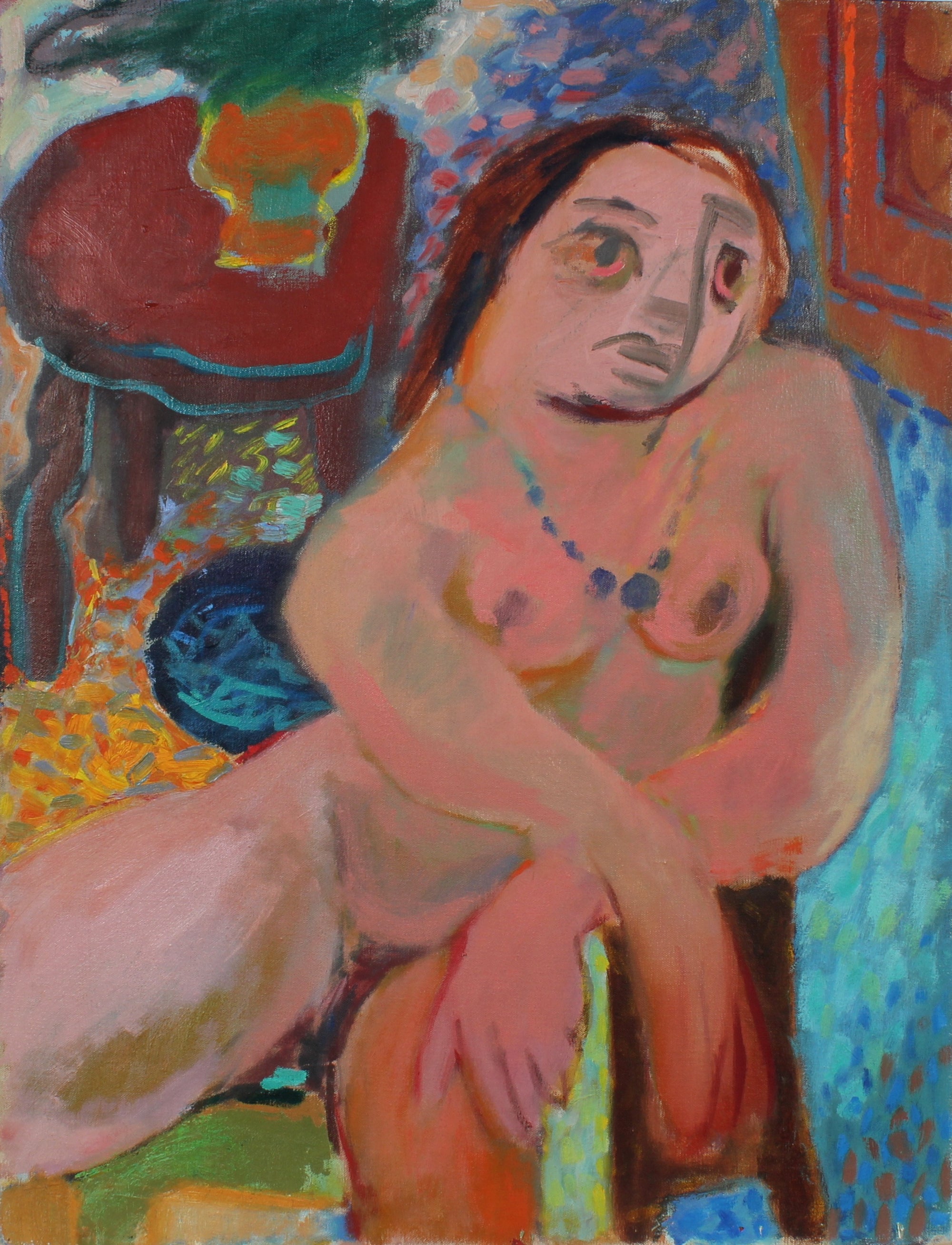 Mid Century Expressionist Nude <br>1940s Oil <br><br>#50215