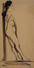 Leaning Female Nude<br>Mid Century Mixed Media<br><br>#5375