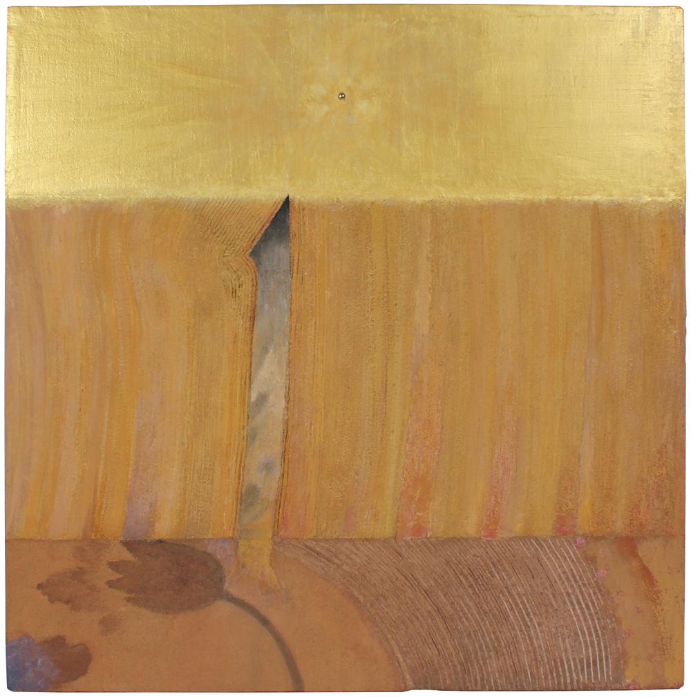 Golden Horizon Cement & Metallic Paint Mixed Media Sculpture<br><br>#54374