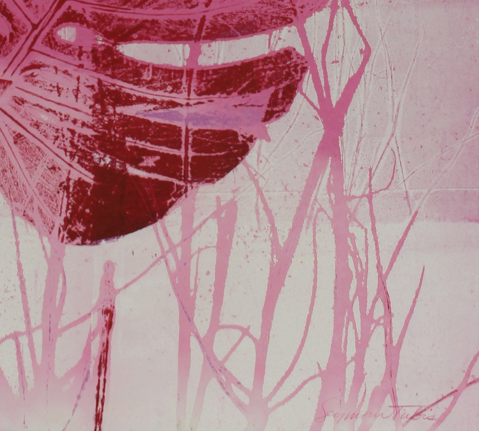 <i>Pink Leaf - Nature Print</i><br>Mid Century Mixed Media Print<br><br>#59231