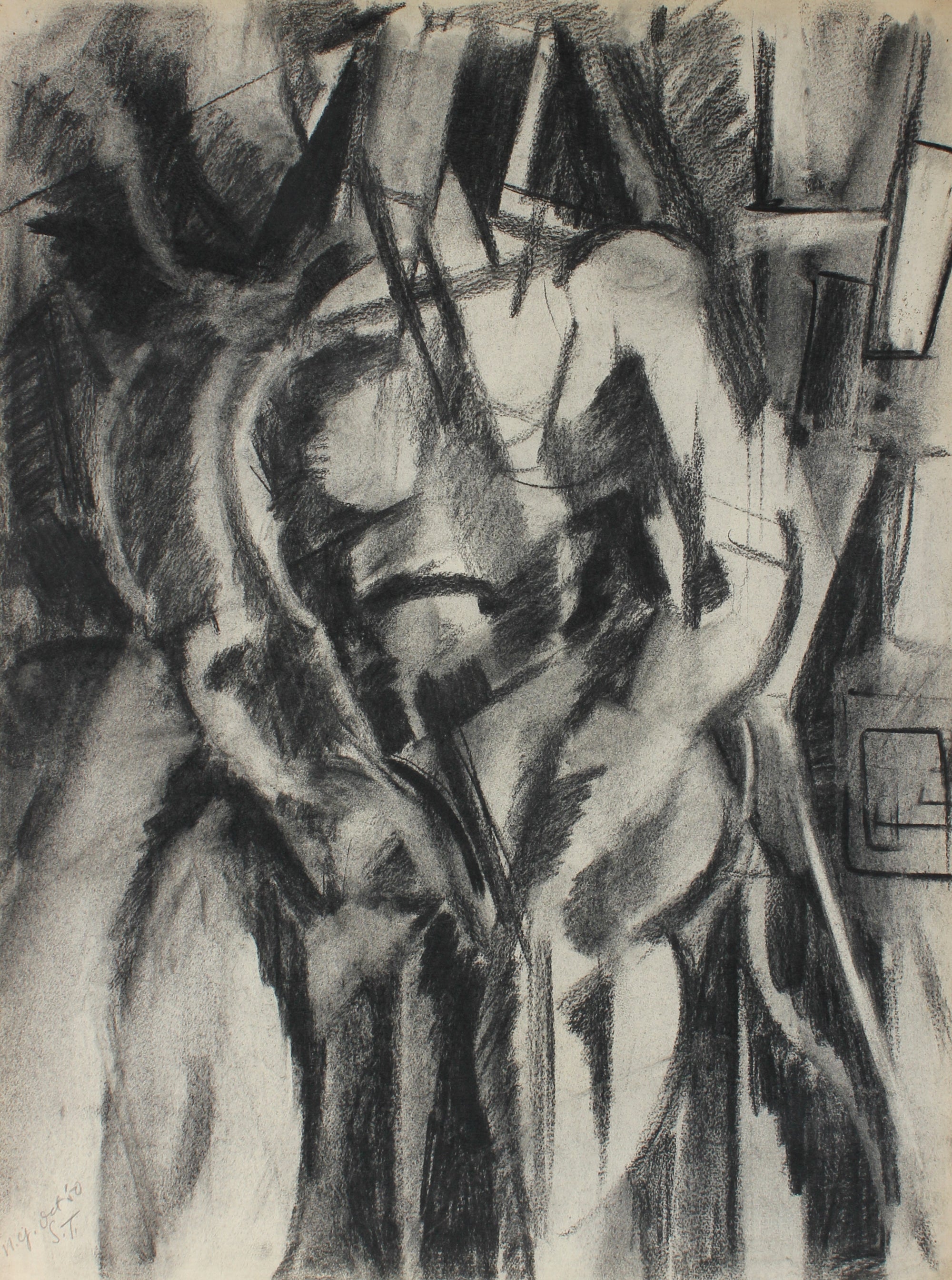 Abstracted Angular Figure<br>October 1950 Charcoal on Paper<br><br>#66840