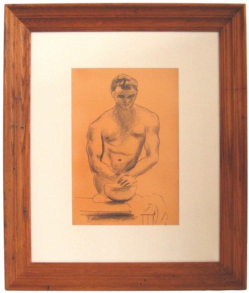 Man with Vessel<br>1930-50s Ink & Graphite<br><br>#16059