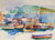 Colorful Harbor Seascape <br>20th Century Watercolor <br><br>#81862