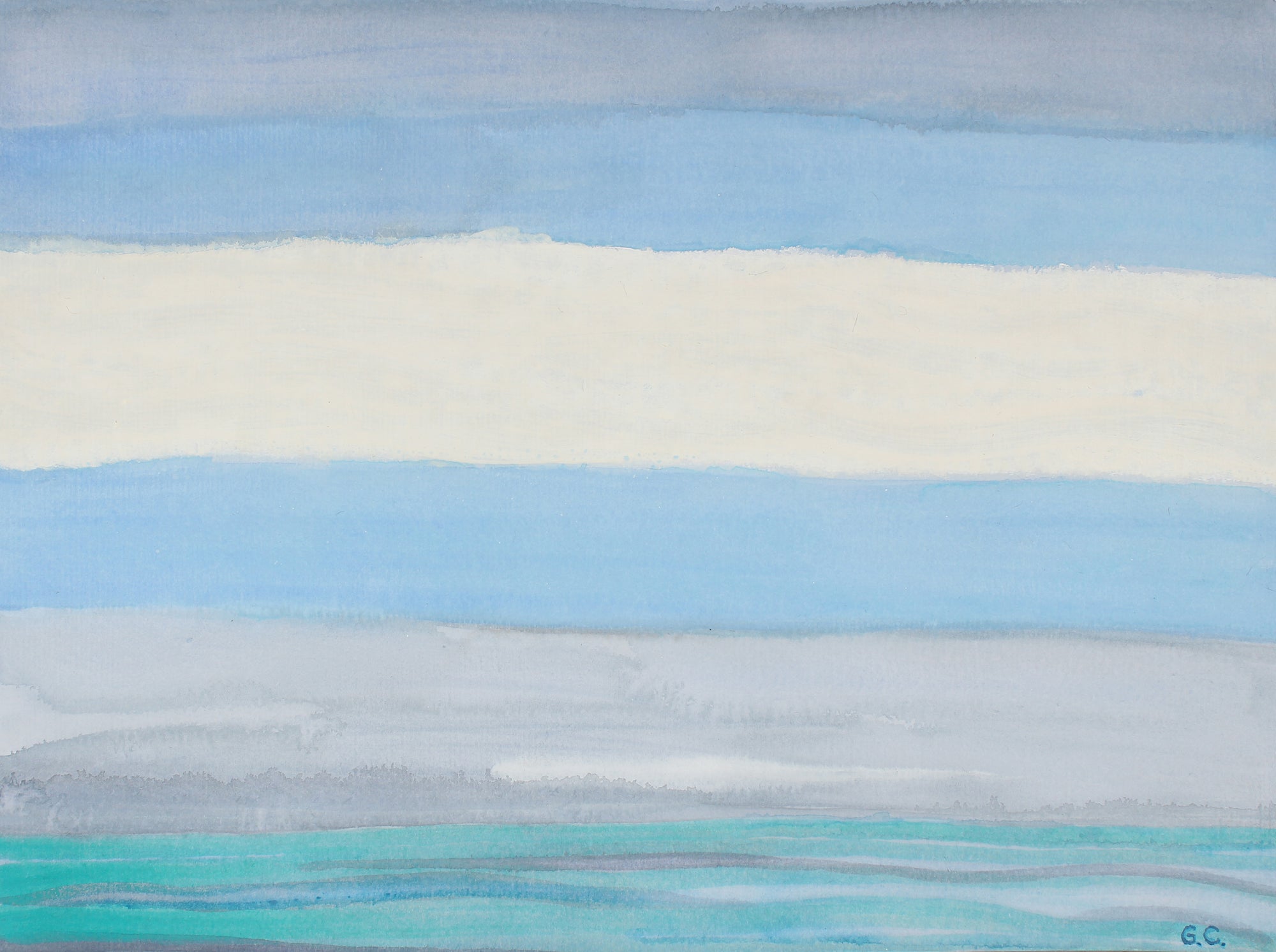 <i>White Fog Across Blue Sky</i><br>2016 Oil & Watercolor<br><br>#88449