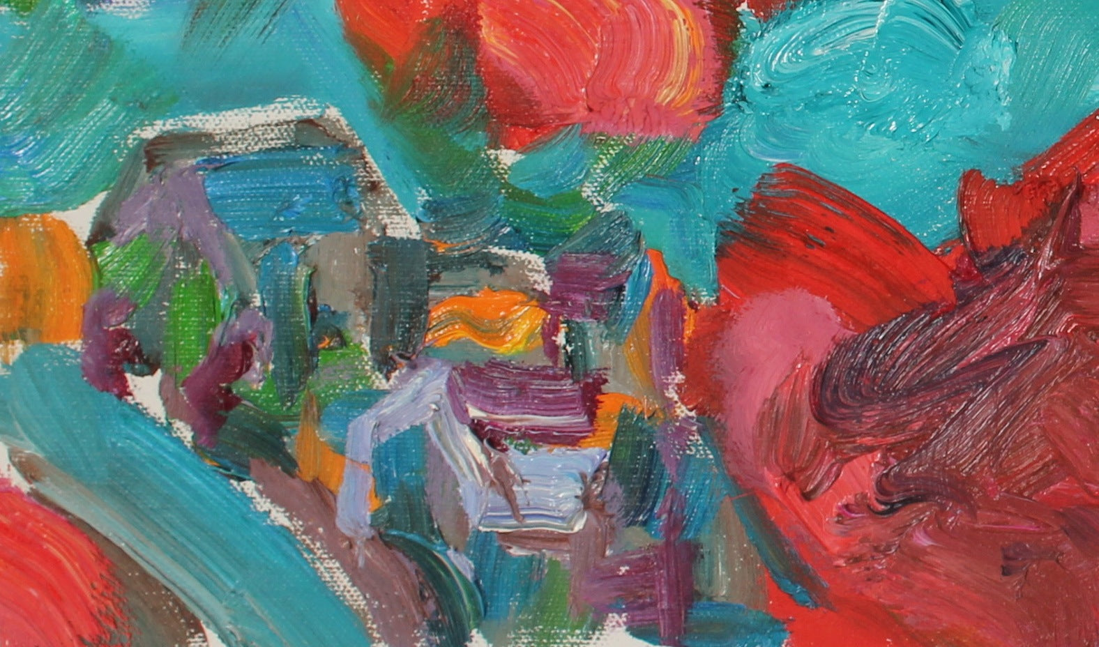 Vivid Abstract Expressionist Hillside<br>20th Century Oil<br><br>#89166