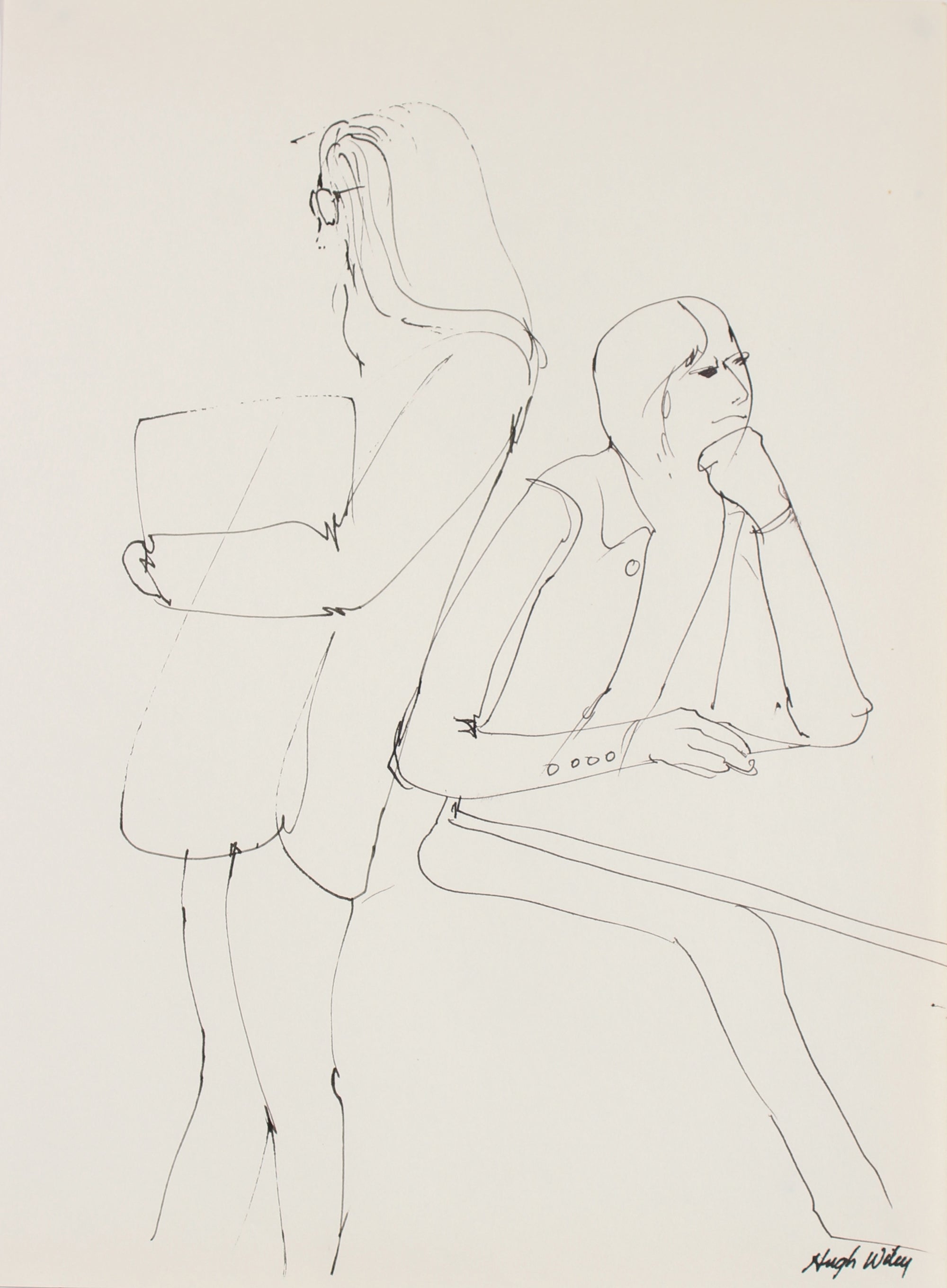 Figure Scene Drawing <br> 1974 Ink <br><br>#89401
