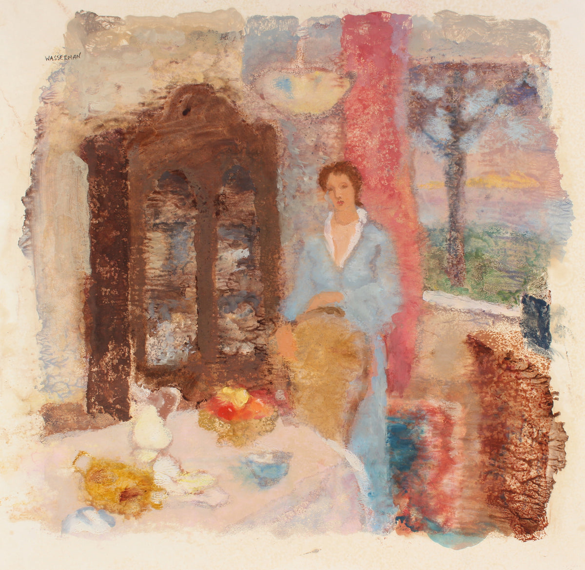 Glimpse Into Interior Scene &lt;br&gt;20th Century Oil and Monotype &lt;br&gt;&lt;br&gt;#89544