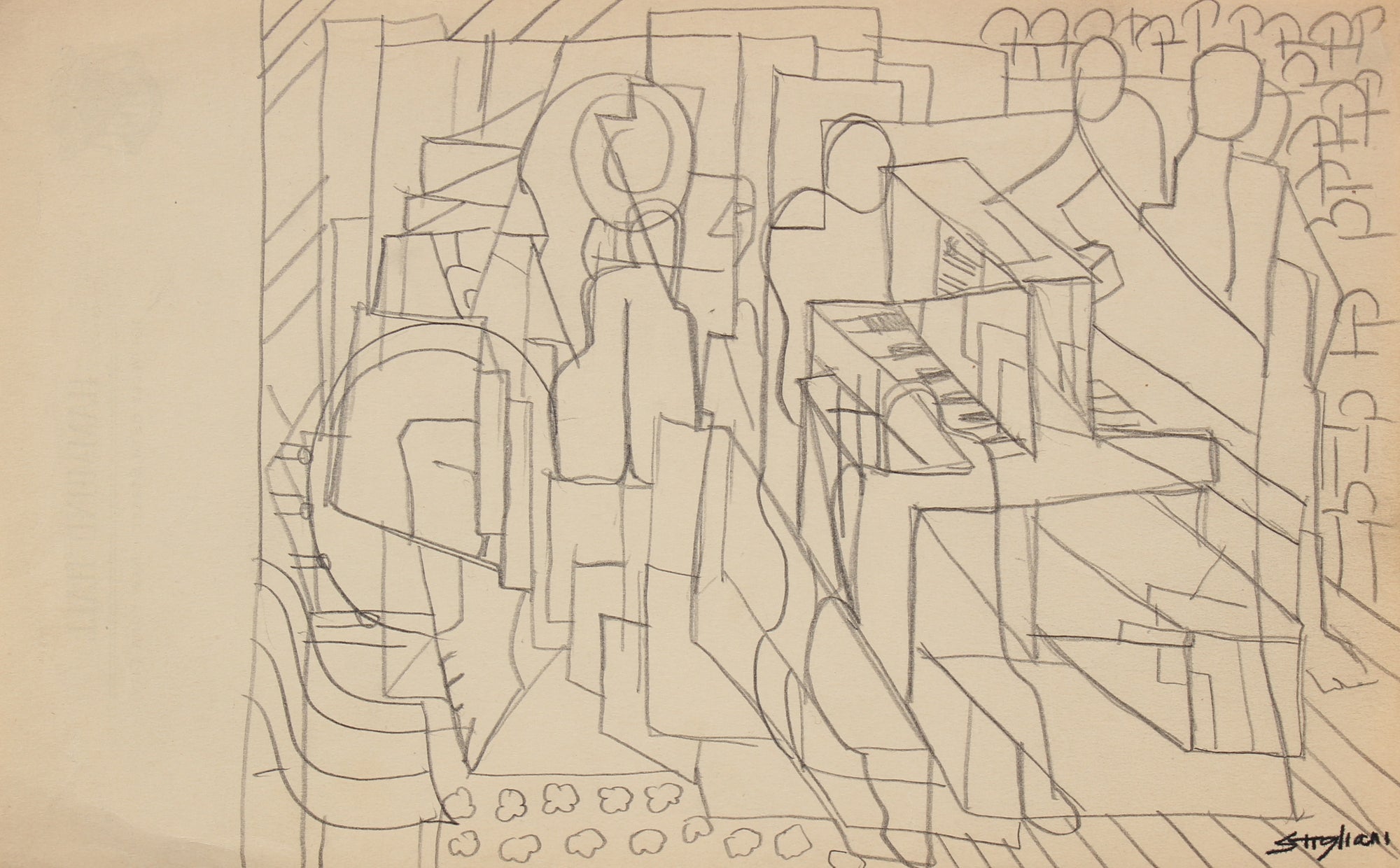 Abstracted Interior Scene<br>20th Century Graphite<br><br>#90608
