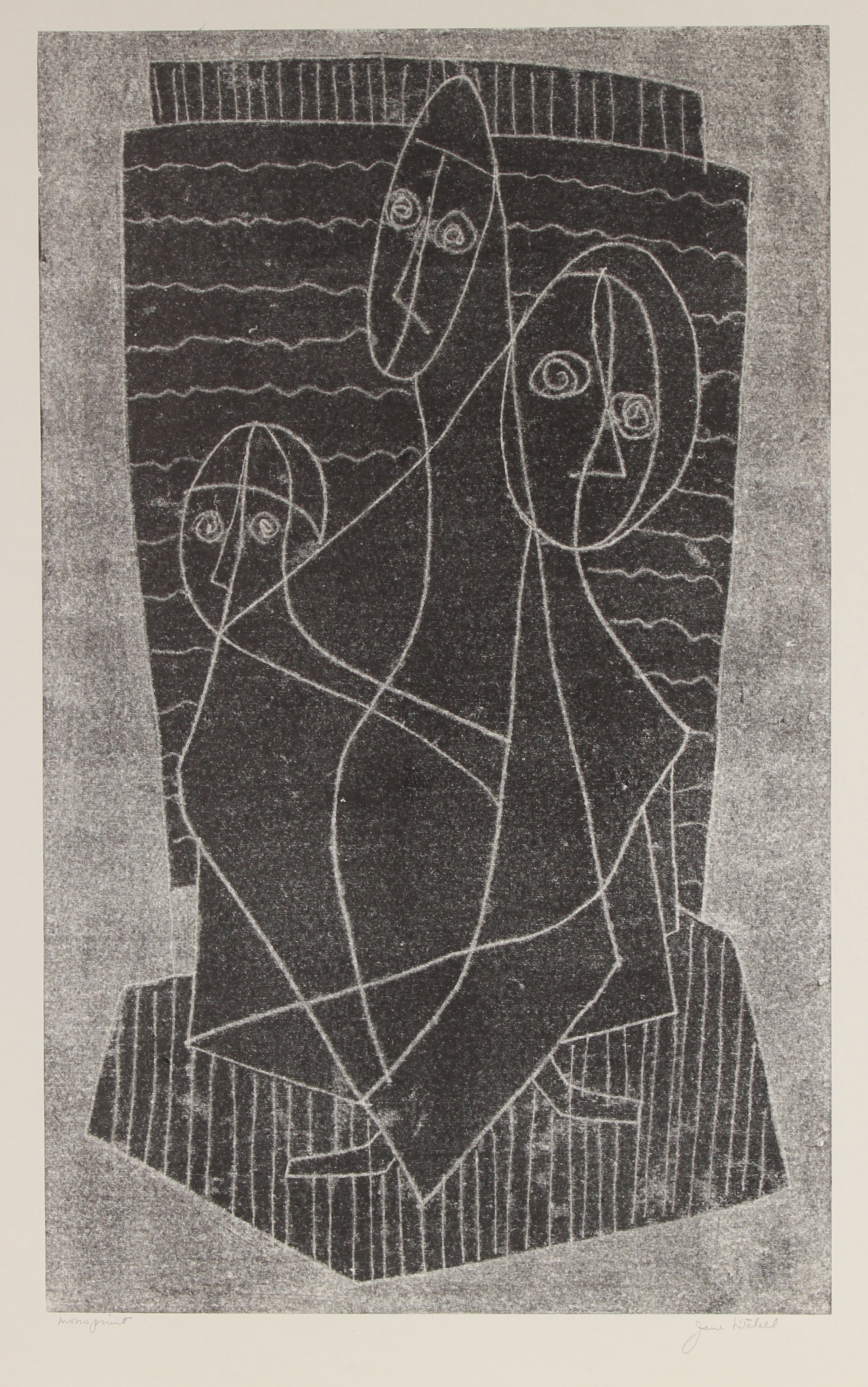 Three Abstracted Figures<br>1970 Monotype<br><br>#91510