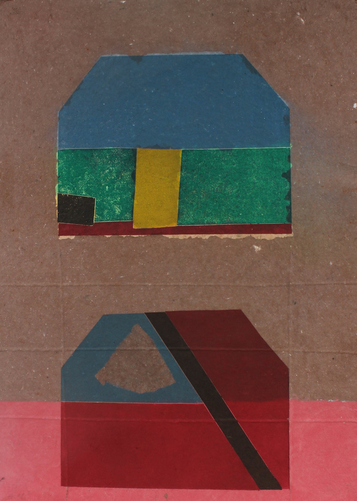 Abstracted Image of a House &lt;br&gt;1984-1988 Collograph on Handmade Paper with String &lt;br&gt;&lt;br&gt;#93467
