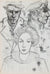 Portrait Drawing of Three Heads <br>Late 20th Century Ink <br><br>#95049