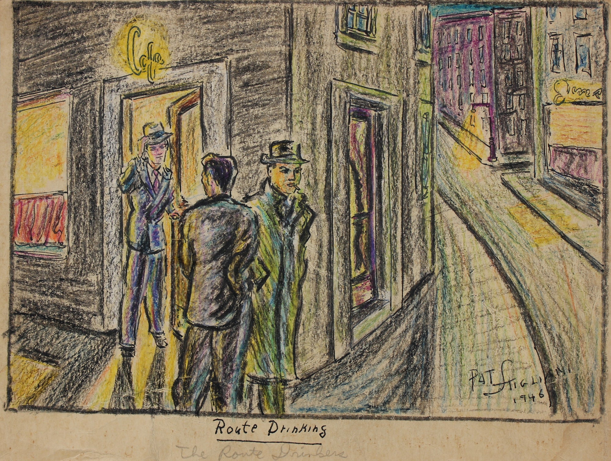 <I>Route Drinking</I> <br>1946 Wax Crayon & Ink on Paper<br><br>#95092
