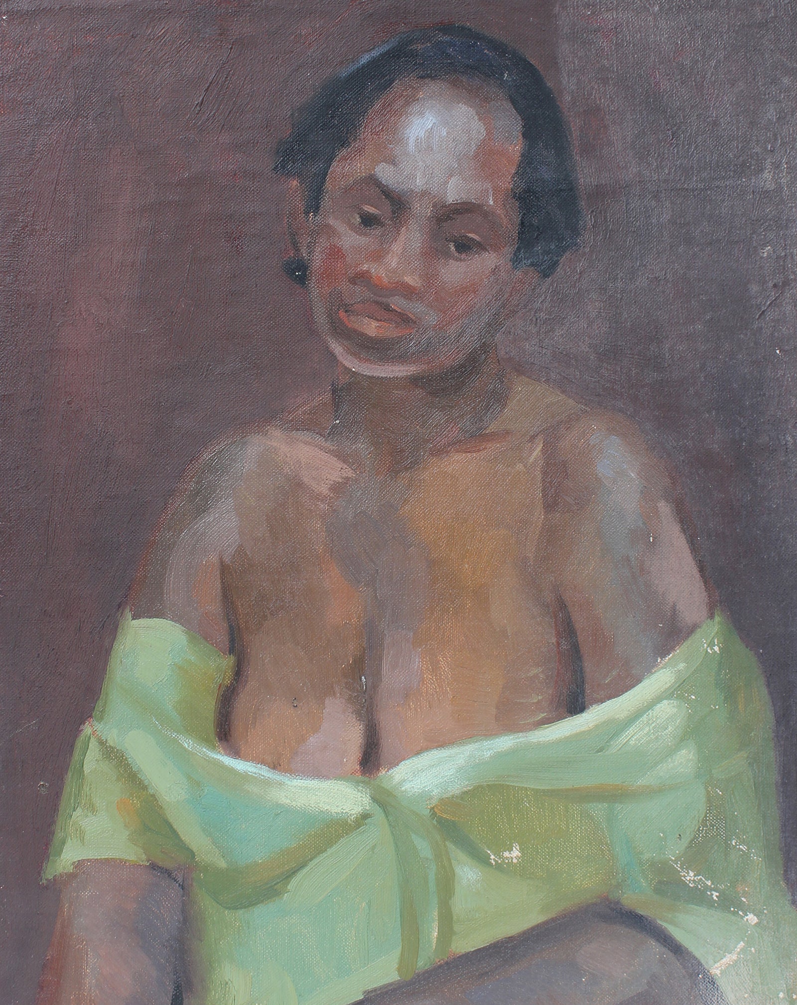 Modest Portrait <br>Mid-Late 20th Century Oil <br><br>#A3548