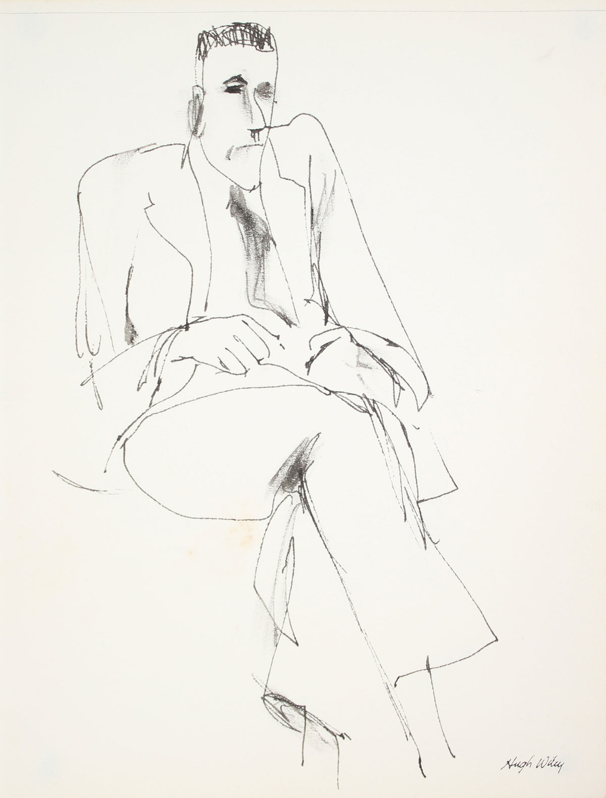 Seated Man Portrait Drawing &lt;br&gt; Late 1950&#39;s Ink &lt;br&gt;&lt;br&gt;#A4220
