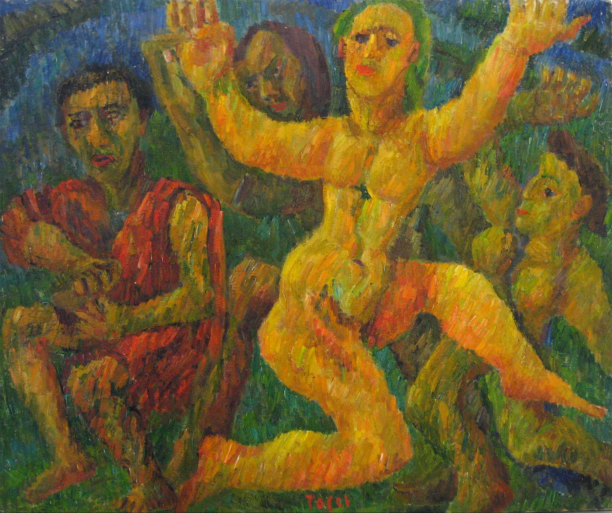 <i>African Dancer</i> <br>1940's Oil on Canvas <br><br>#13995