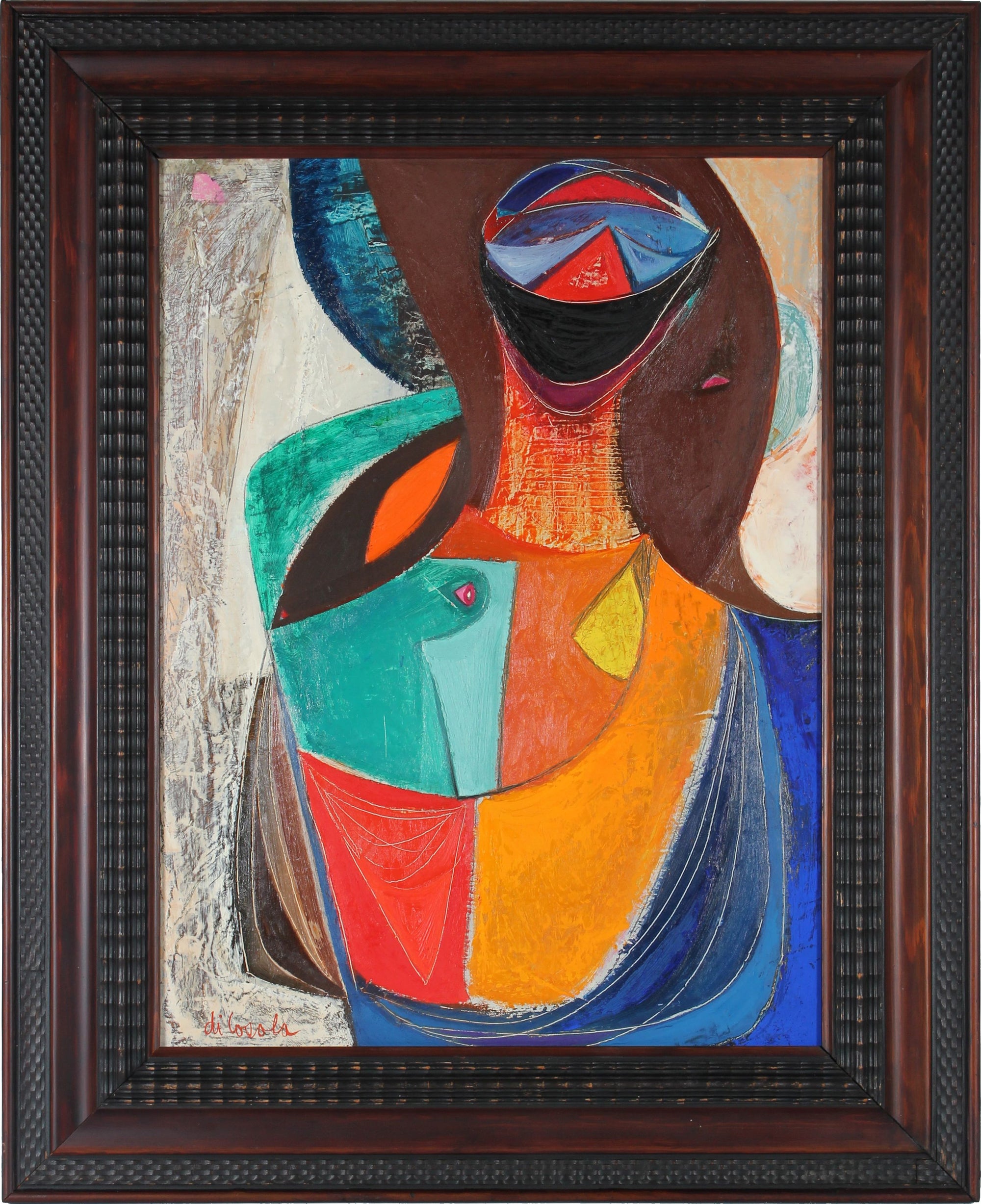 Abstracted Cubist Figure <br>1952 Oil <br><br>#18188