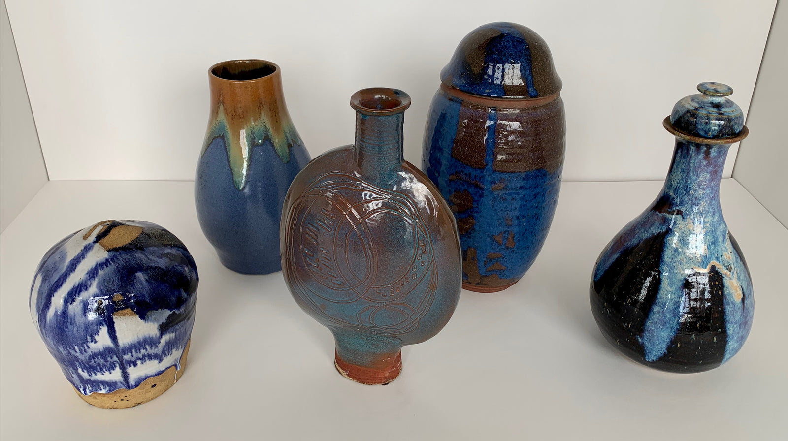Collection of 20th Century Ceramics with Rich Blues <br><br>#1761