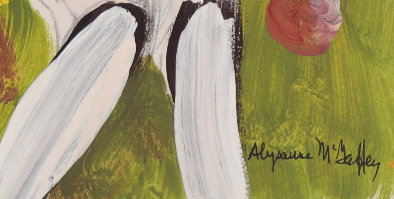 Bay Area Figurative Woman in White <br>1950-60s Distemper <br><br>#12661