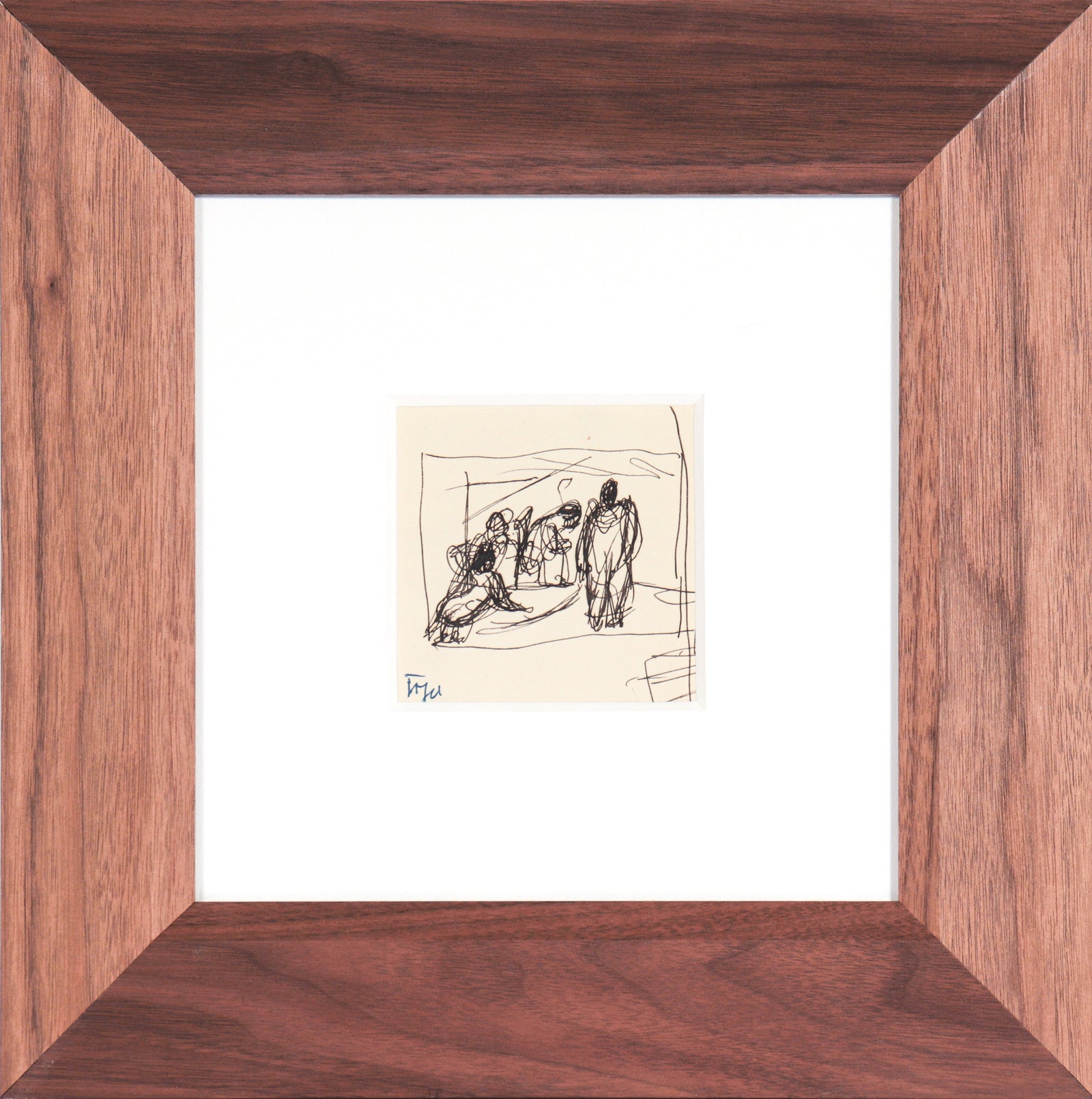 Abstracted Figurative Scene<br>20th century Ink<br><br>#13485