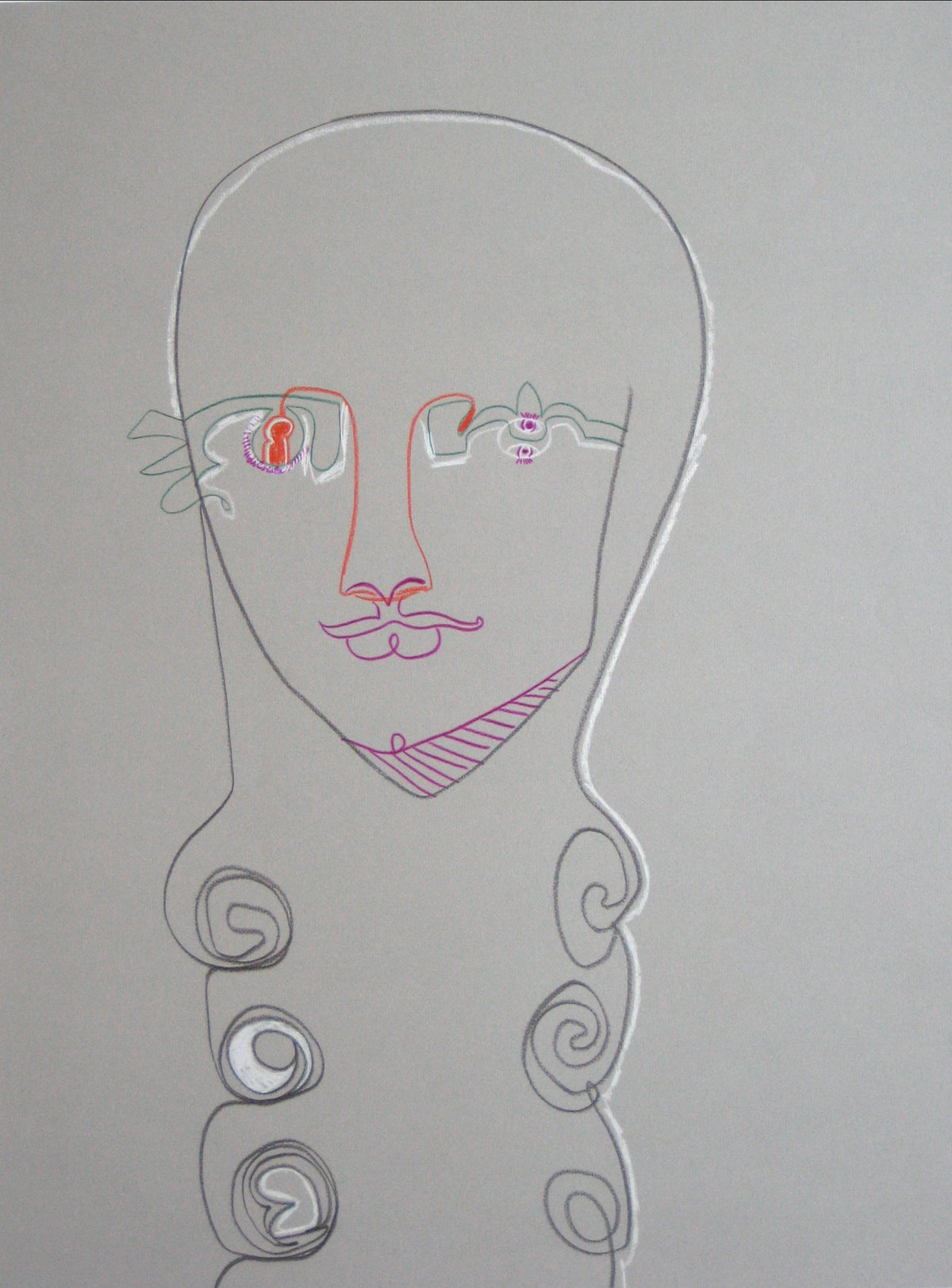 Surreal Figure with Swirls &lt;br&gt;20th Century Pastel &amp; Colored Pencil &lt;br&gt;&lt;br&gt;#17029