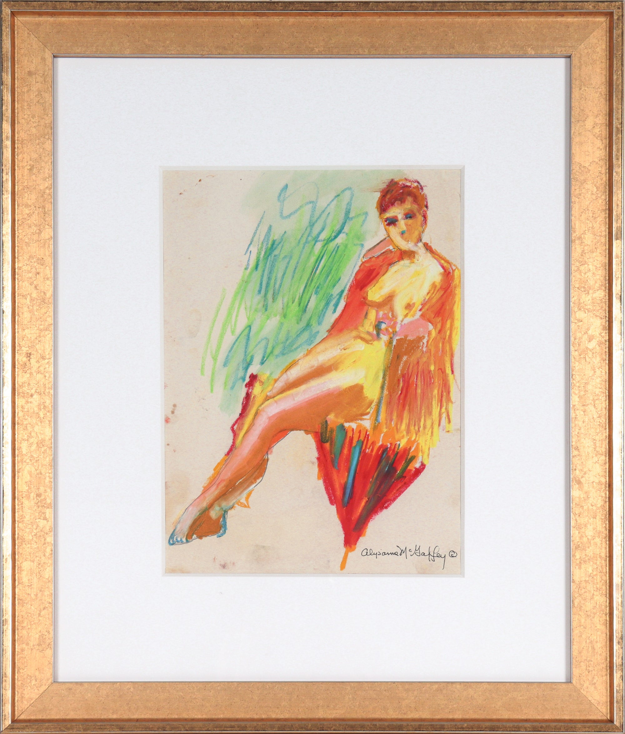 Warm Toned Nude Drawing<br>1950-60s Pastel<br><br>#23249