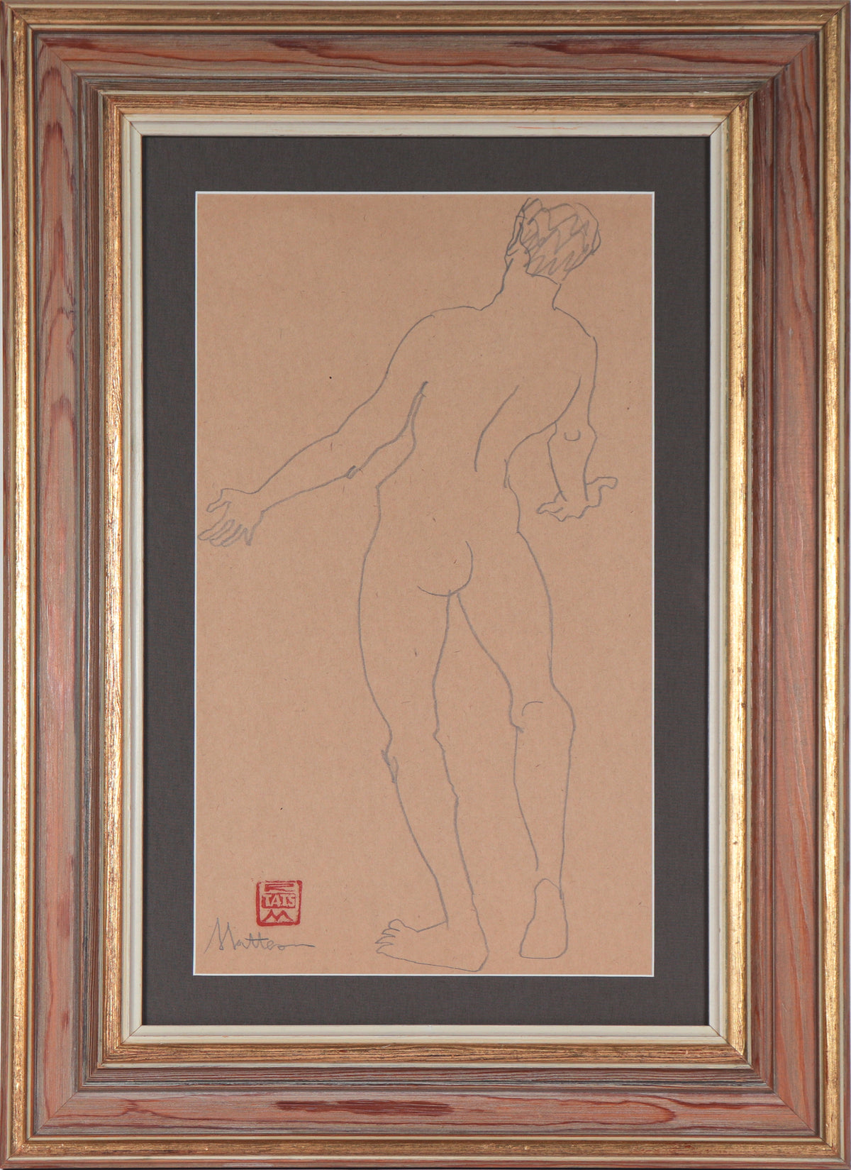 Expressive Male Nude Study&lt;br&gt;20th Century Graphite&lt;br&gt;&lt;br&gt;#29682