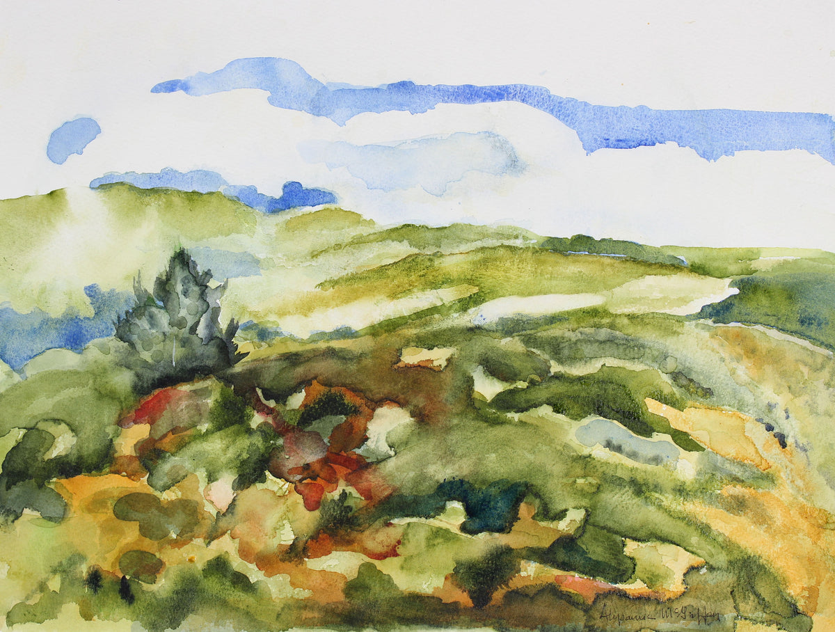 Hillside Landscape &lt;br&gt;Late 20th - Early 21st Century Watercolor&lt;br&gt;&lt;br&gt;#43859