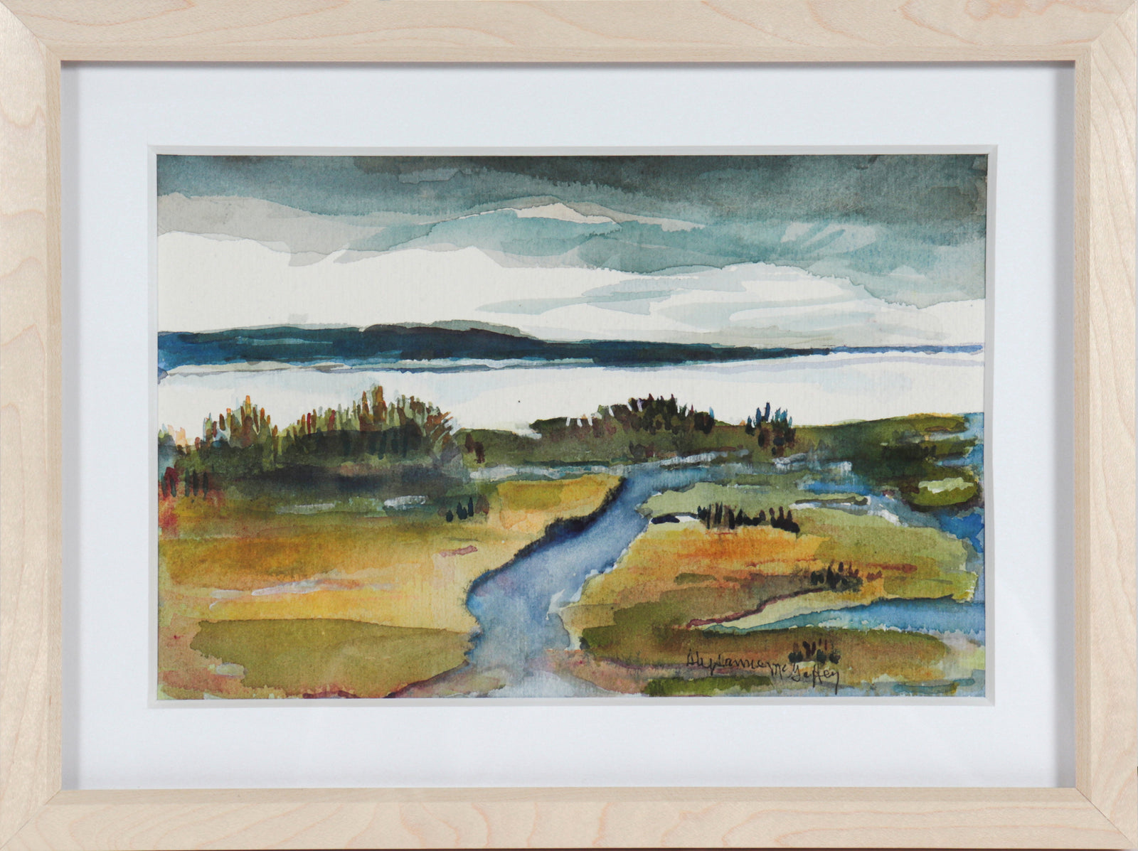 <i>West Marin Marshy Land, CA</i> <br>20th Century Watercolor <br><br>#44020