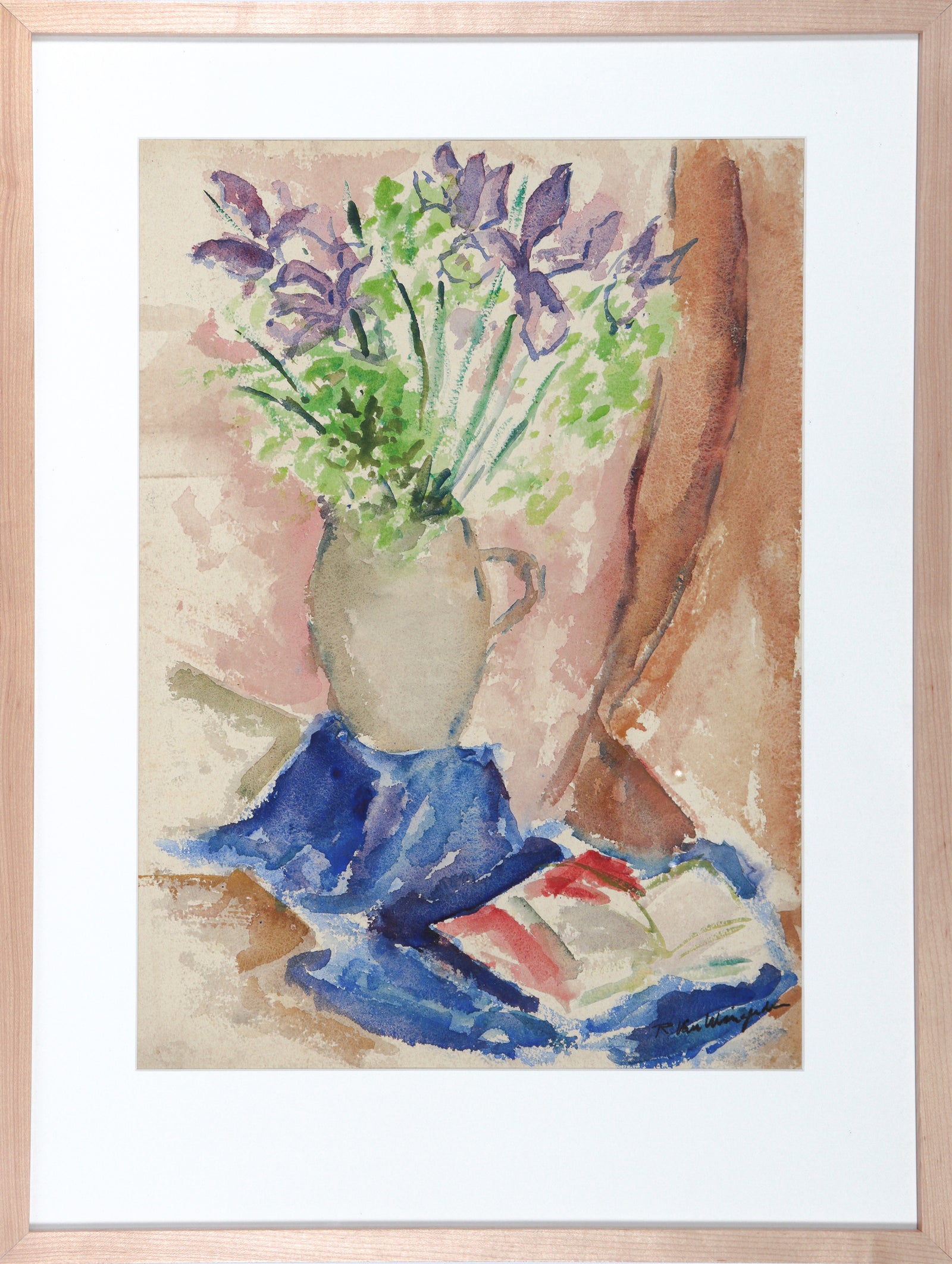 California Expressionist Still Life <br>1940-50s Watercolor <br><br>#4705