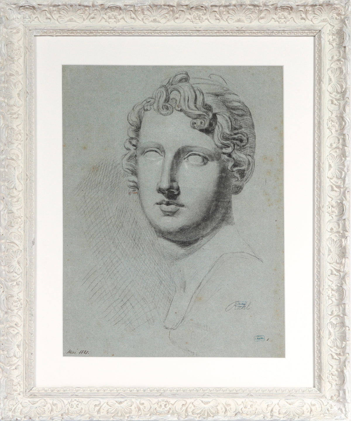 Sculptural Portrait Study &lt;br&gt;1828 Charcoal &lt;br&gt;&lt;br&gt;#60078